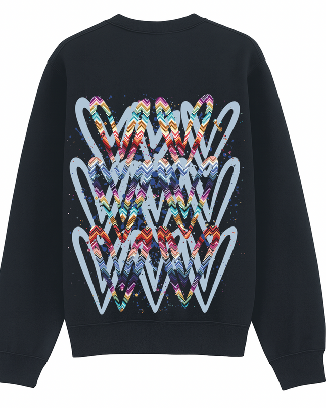 Multicoloured Zig Zag Heart Printed Sweatshirt Kids