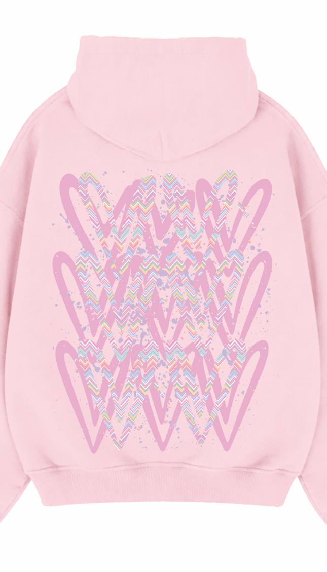 Pastel Zig Zag Heart Printed Hoodie – image 7