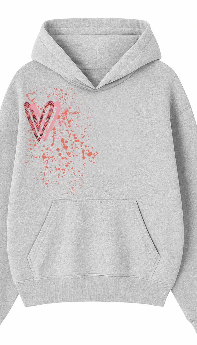 Coral Zig Zag Heart Printed Hoodie – image 6