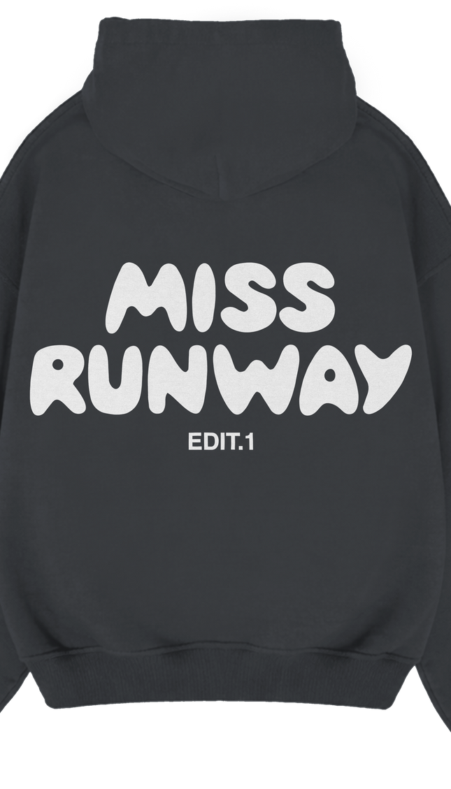 Miss Runway Edit 1 Hoodie Charcoal/White – adult printed hoodie by Miss Runway