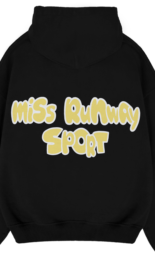 Miss Runway Sport Hoodie Black/Lemon – adult printed hoodie by Miss Runway