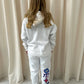 Angel Numbers Protect Your Energy Graffiti Hooded Tracksuit White-Red/Blue