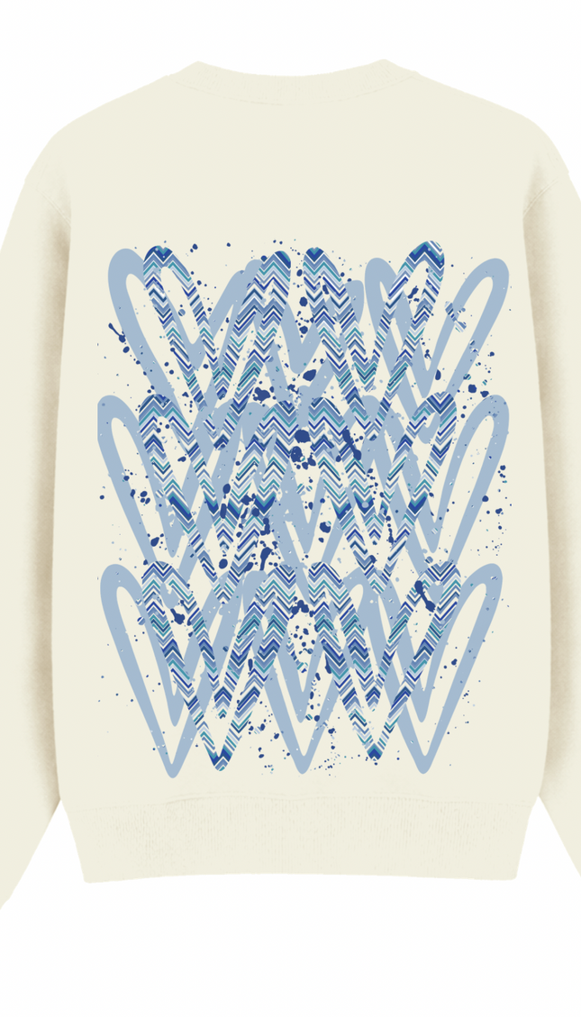 Blue Zig Zag Heart Printed Sweatshirt – additional view
