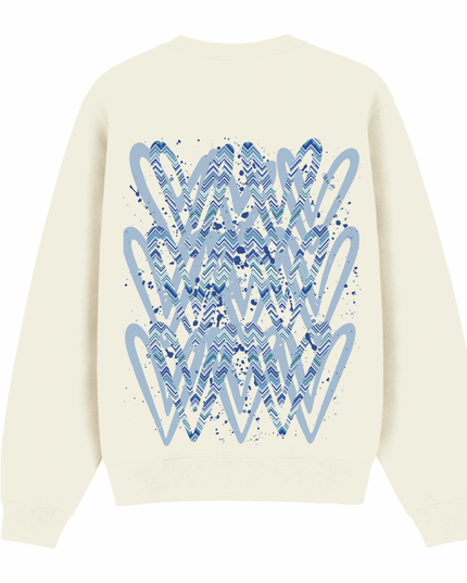 Blue Zig Zag Heart Printed Sweatshirt Kids