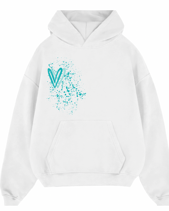 Mint Heart Printed Hoodie Kids