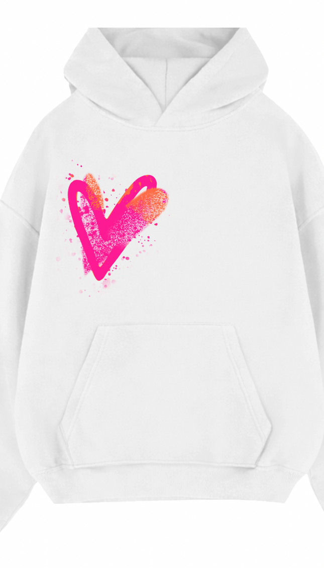Neon Scatter Heart Printed Hoodie – image 4