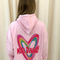 Miss Runway Multicolour Heart Graffiti Hoodie Pink