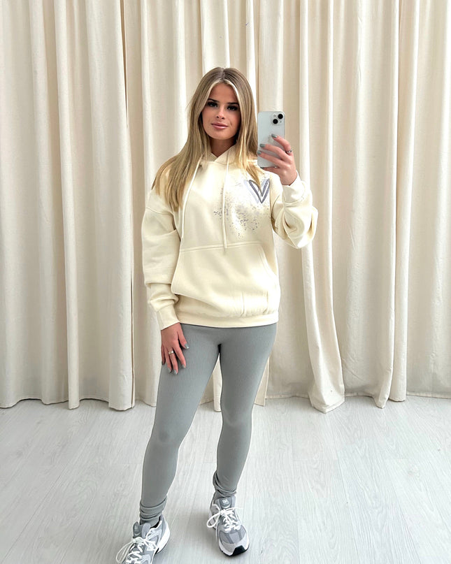 Grey Heart Printed Hoodie & Leggings Adults