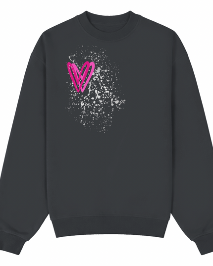 Hot Pink/Silver Heart Printed Sweatshirt Adults