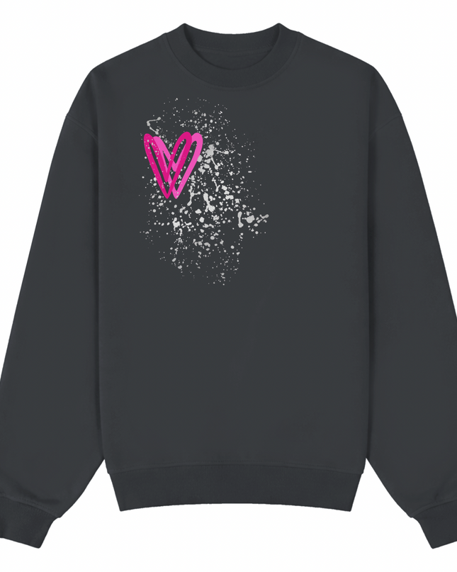 Hot Pink/Silver Heart Printed Sweatshirt Kids