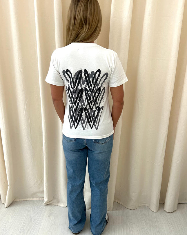 Dark Grey Heart Printed T-shirt Adult