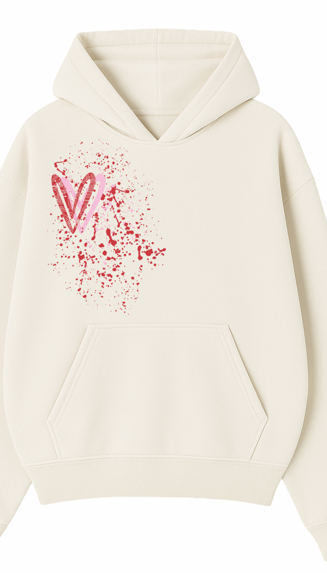 Pink/Red Paisley Heart Printed Hoodie – image 4