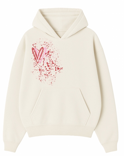 Pink/Red Paisley Heart Printed  Hoodie Kids