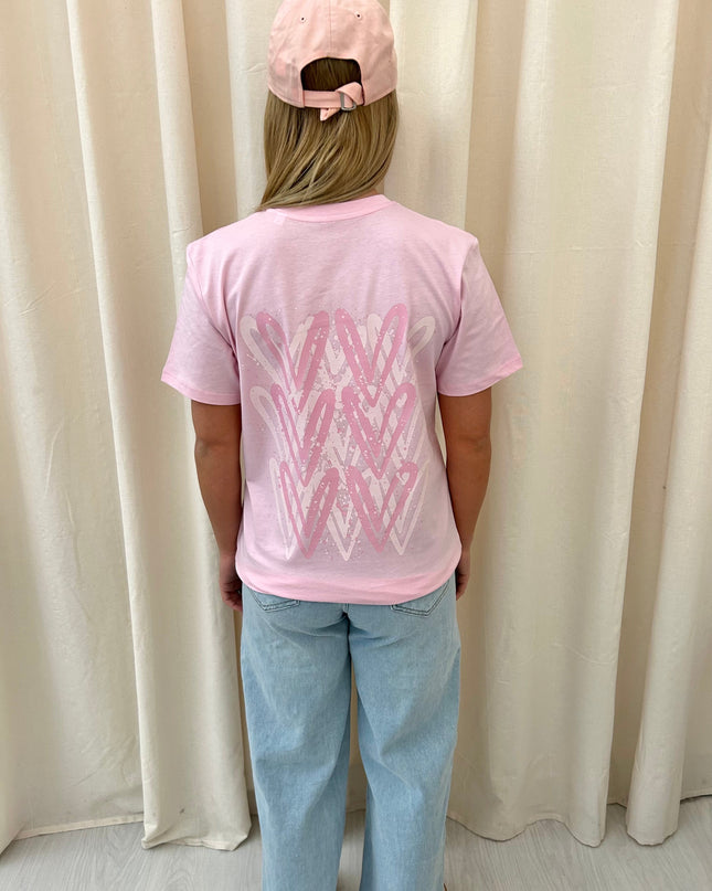Pink Heart Printed T-shirt Adult