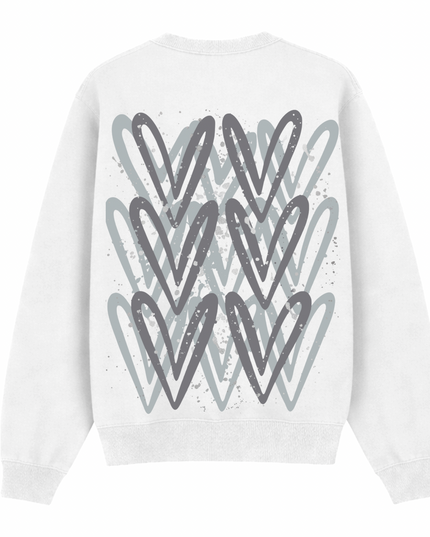 Grey Heart Printed Sweatshirt Adults