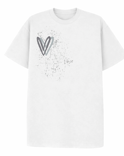 Grey Heart Printed T-shirt Adult