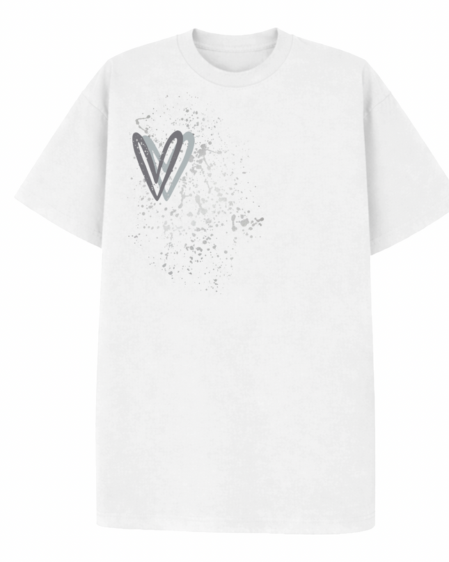 Grey Heart Printed T-shirt Adult