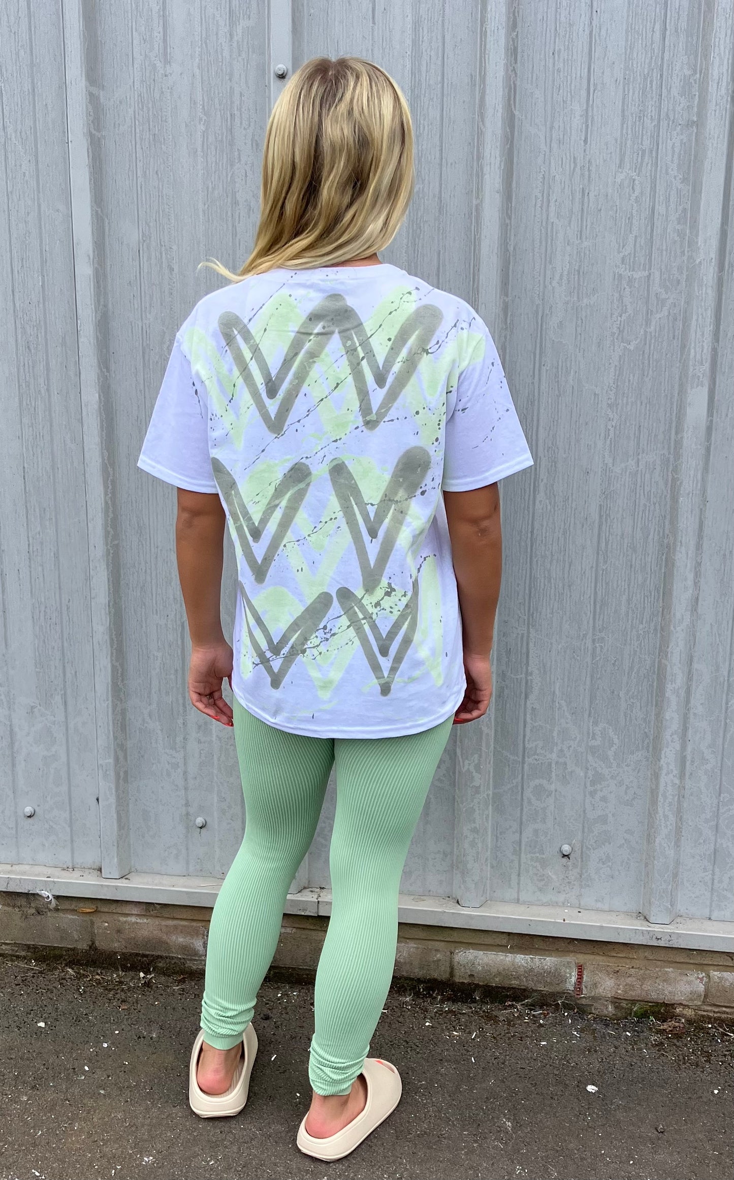 Sage Green Heart T-Shirt And Legging Set