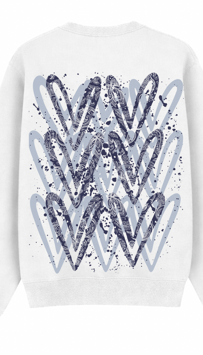 Navy Paisley graffiti heart sweatshirt with spray paint effect print – women's sweatshirt by Miss Runway