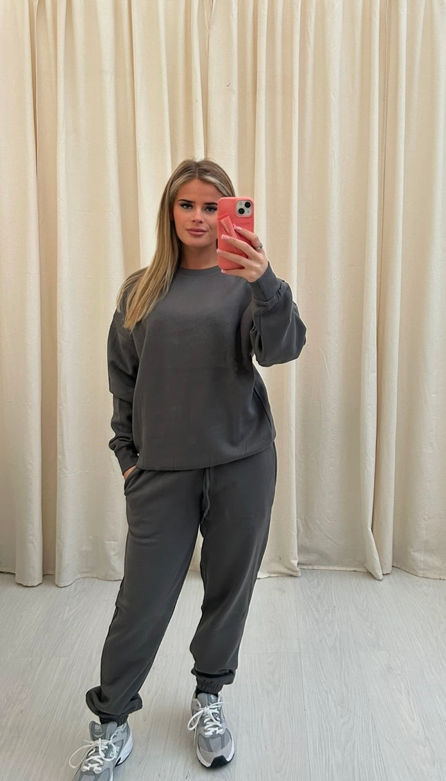 Oversized Sweatshirt Tracksuit Charcoal Grey