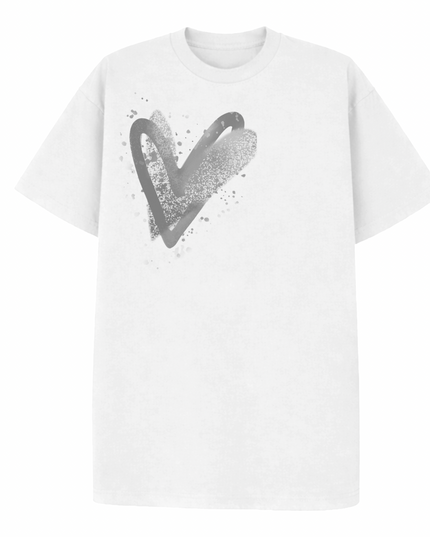 Grey Scatter Heart Printed T-shirt Kids