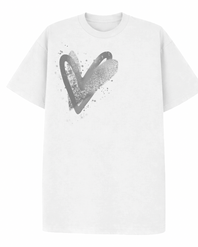 Grey Heart Printed T-shirt Adult