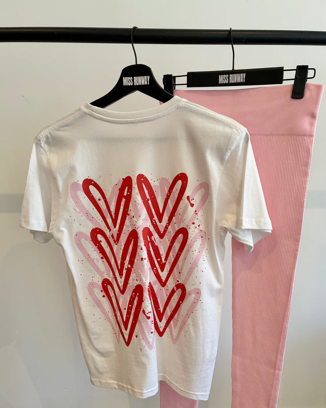Pink/Red Heart Printed Legging Set