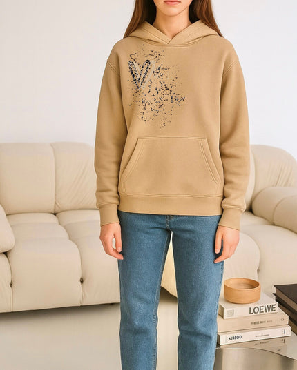 Brown Leopard Heart Printed Hoodie