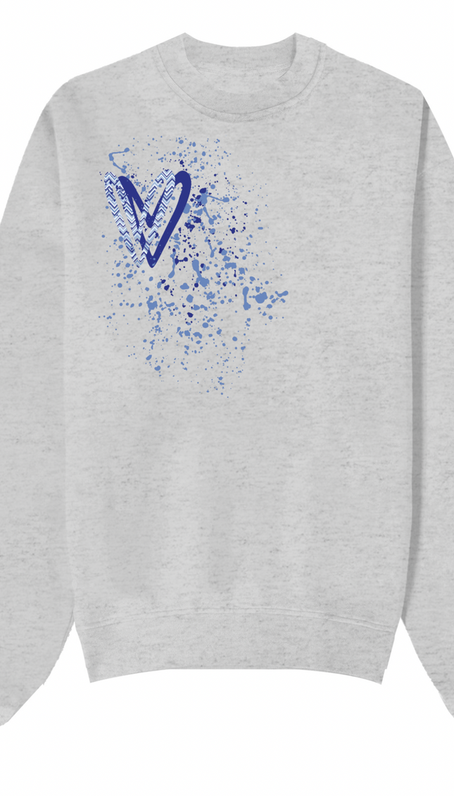Royal Blue Zig Zag Heart Printed Sweatshirt – image 8