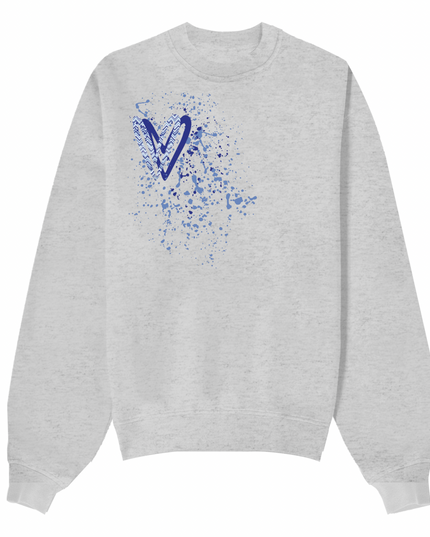 Royal Blue Zig Zag Heart Printed Sweatshirt Adults