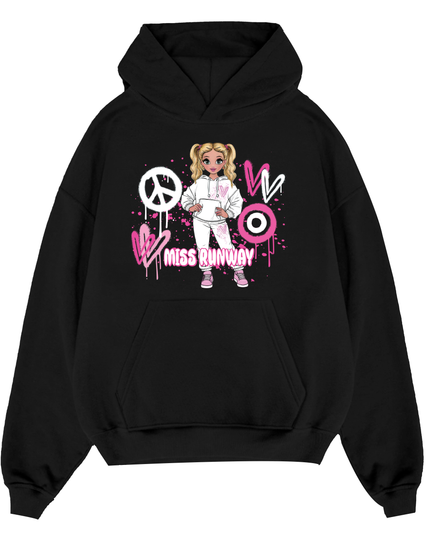 Miss Runway Doll Hoodie Pink Heart Design