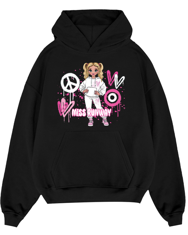 Miss Runway Doll Hoodie Pink Heart Design