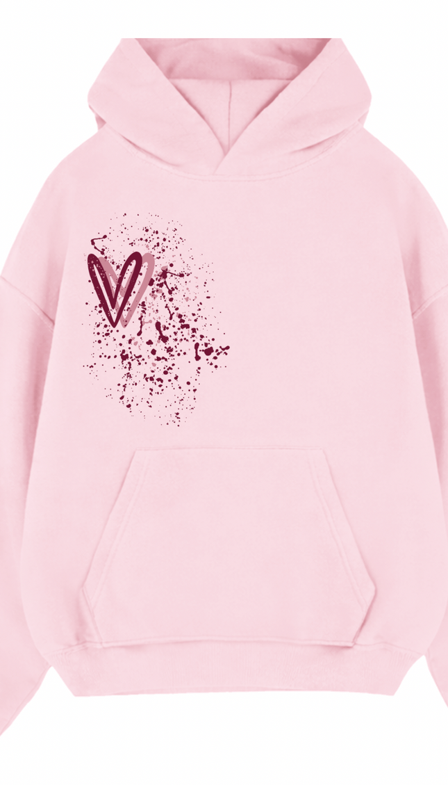 Burgundy Heart Printed Hoodie – image 10