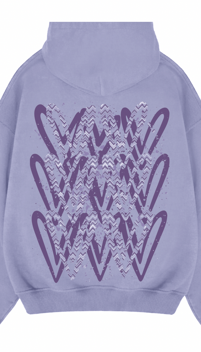 Lilac Zig Zag Heart Printed Hoodie – image 7