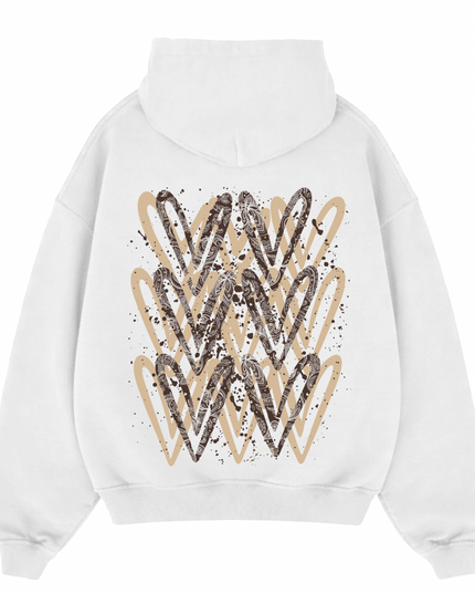 Brown Paisley Heart Printed Hoodie Adults
