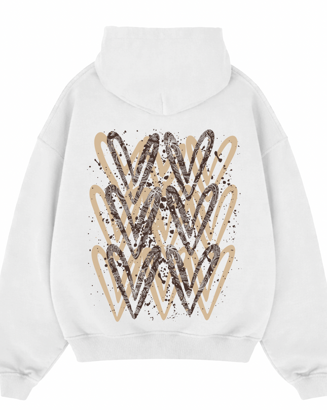 Brown Paisley Heart Printed  Hoodie Kids