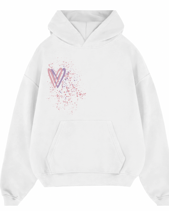 Pastel Heart Printed Hoodie Kids