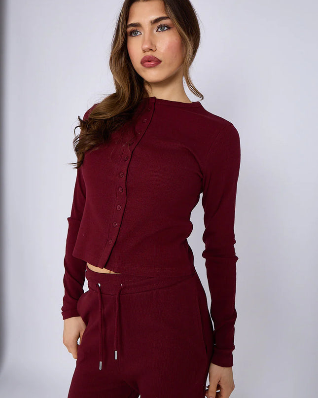 Button Loungewear Co ord  Burgundy