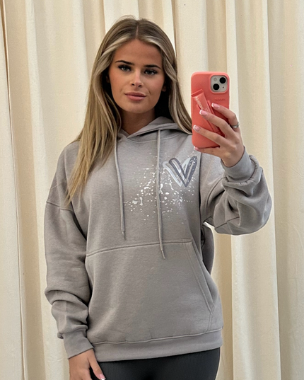 Grey Heart Graffiti Hoodie Dove Grey