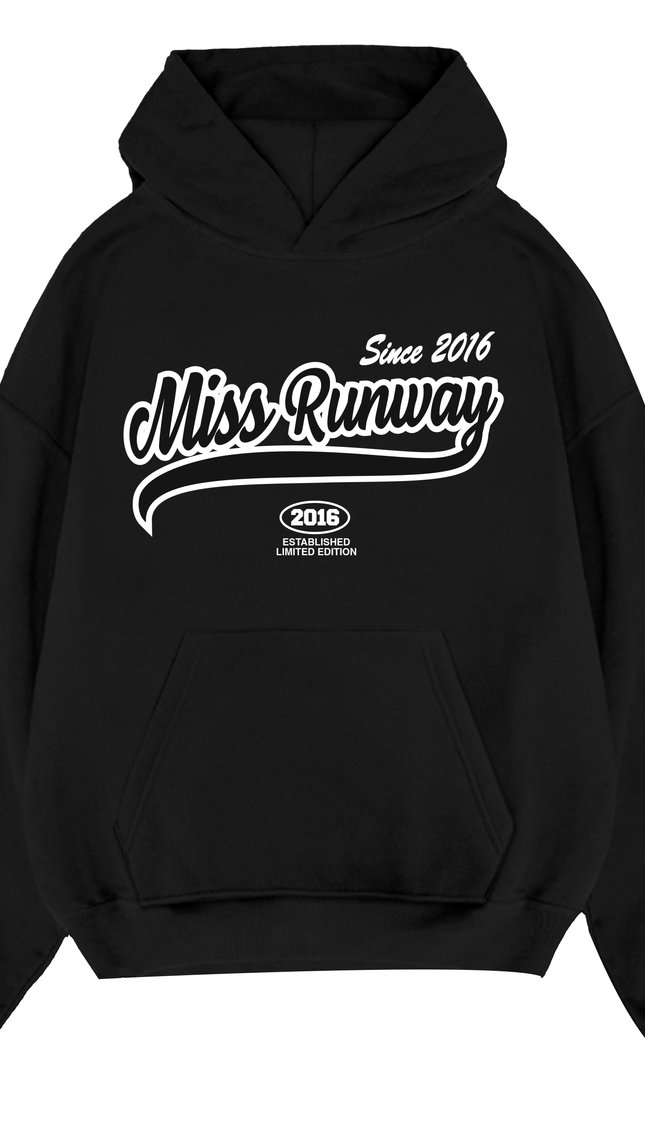 Miss Runway Varsity Hoodie – adult printed hoodie by Miss Runway