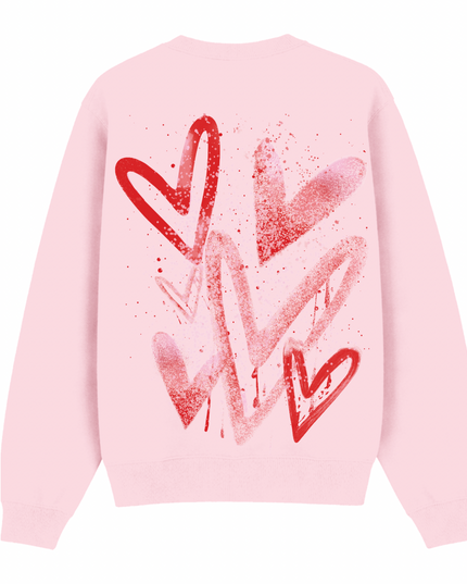 Pink/Red Scatter Heart Printed Sweatshirt Adults