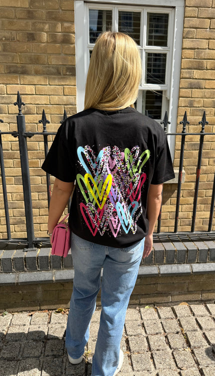 Multicoloured Leopard Print Heart Printed T-shirt by Miss Runway – image 2