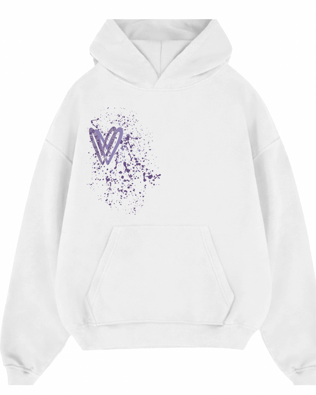 Lilac Paisley Heart Printed  Hoodie Kids