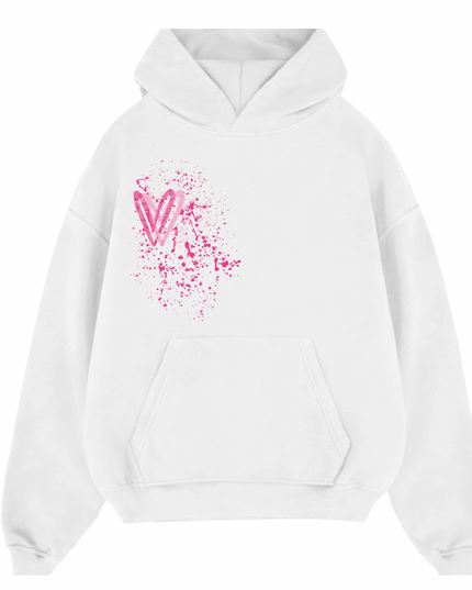 Hot Pink Paisley Heart Printed Hoodie Adults