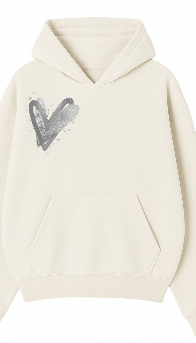 Grey Scatter Heart Printed Hoodie by Miss Runway – image 2