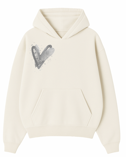 Grey Scatter Heart Printed  Hoodie Kids