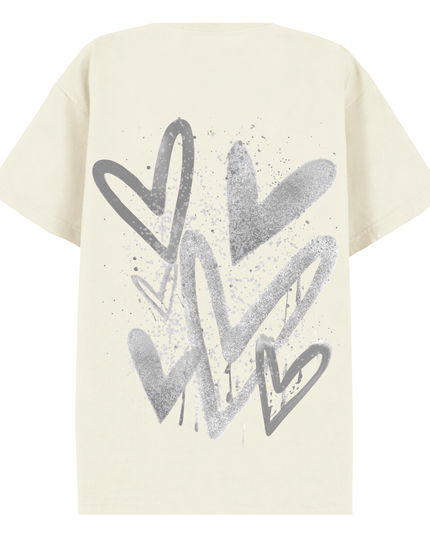 Grey Scatter Heart Printed T-shirt Kids