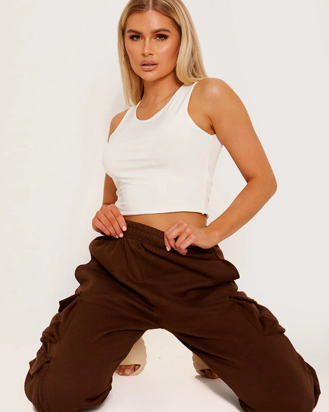Basic Essentials Brown Cargo Joggers