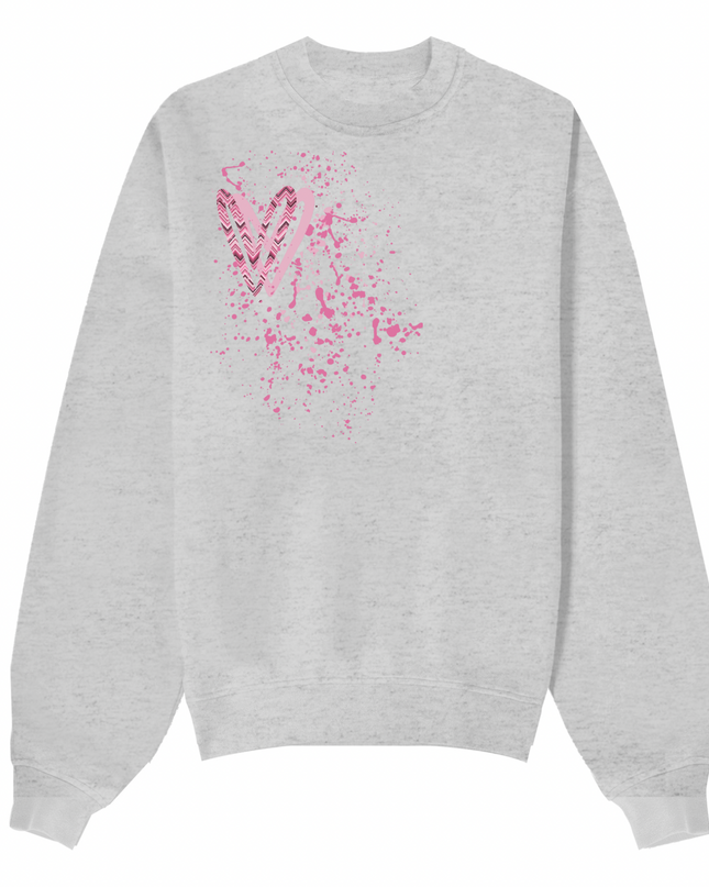 Pink Zig Zag Heart Printed Sweatshirt Kids