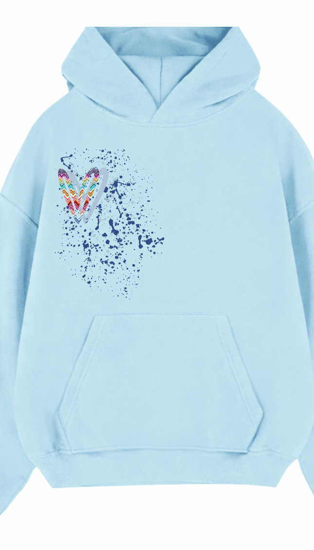 Multicoloured Zig Zag Heart Printed Hoodie – image 10